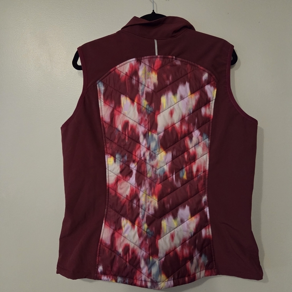 Eddie Bauer Womens Outdoor Hybrid Burgundy Tie Die Puffer Vest. Size XL - Picture 11 of 11